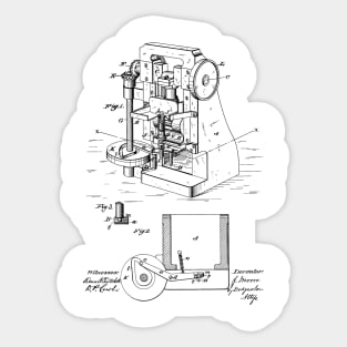 Bullet Machine Vintage Patent Hand Drawing Sticker